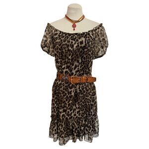 Pinky Leopard print shift Dress Size L